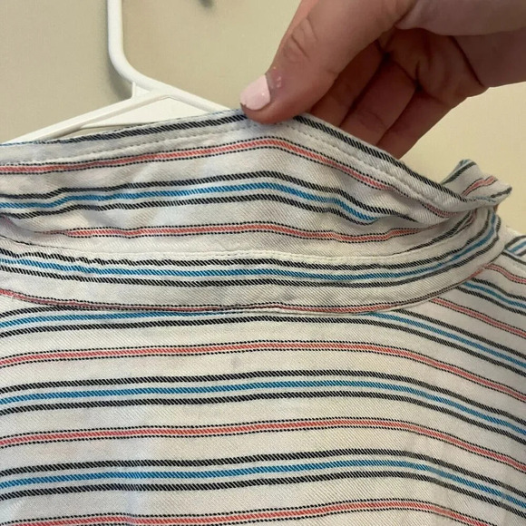 Terra & Sky Womens White Striped Button Up Shirt Pocket 3X Collared Long Sleeve - Picture 5 of 9